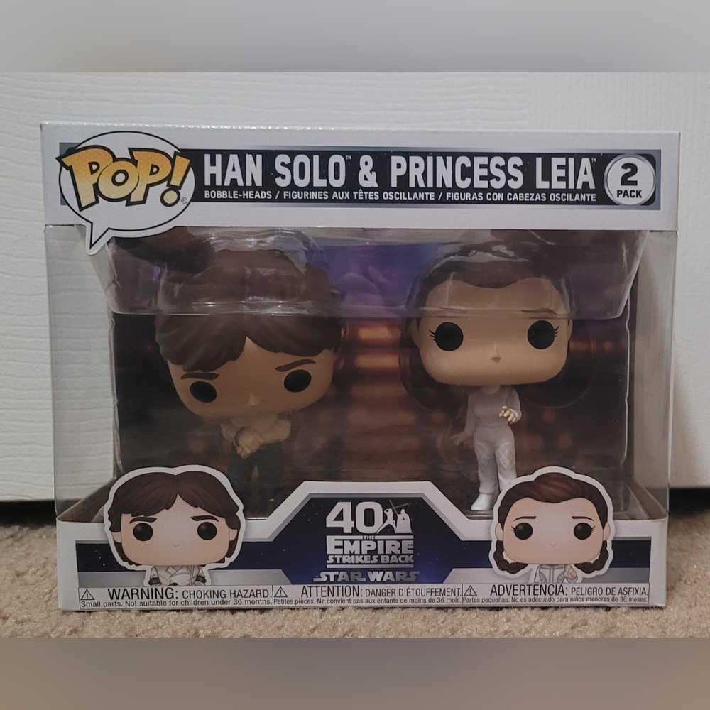 Funko Pop Han Solo & Princess Leia The Empire Strikes Back 40th Anniversary